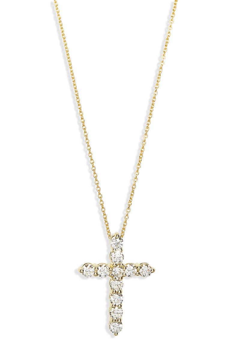 Roberto Coin Diamond Cross Pendant Necklace, Main, color,