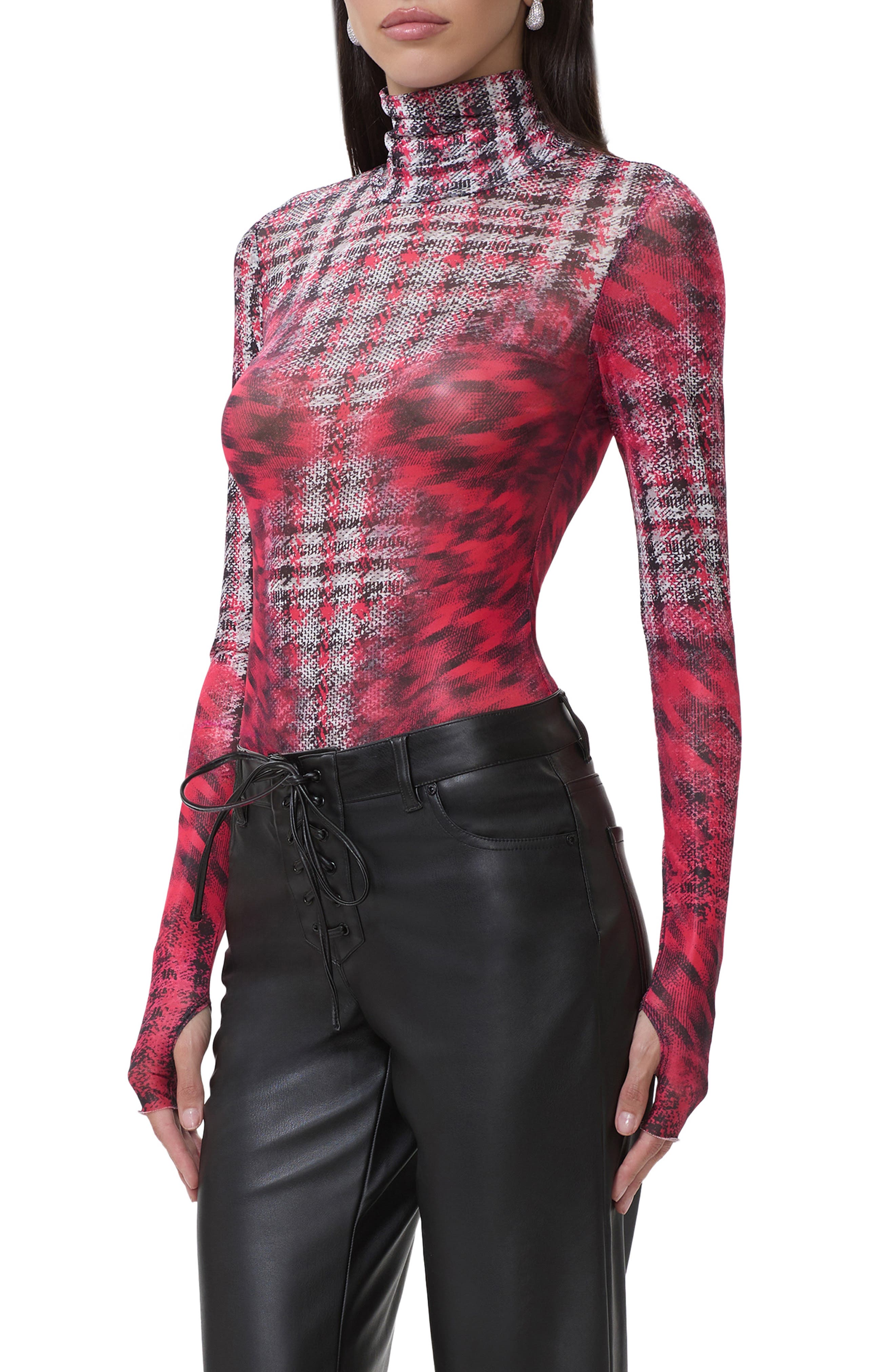 Zadie Mock Neck Printed Mesh Top