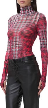 AFRM Zadie Mock Neck Printed Mesh Top