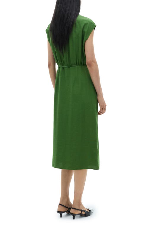 Mango Bow Midi Shirtdress In Green