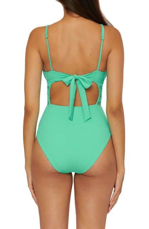Becca Open Knit Inset One-piece Swimsuit In Aqua Sea