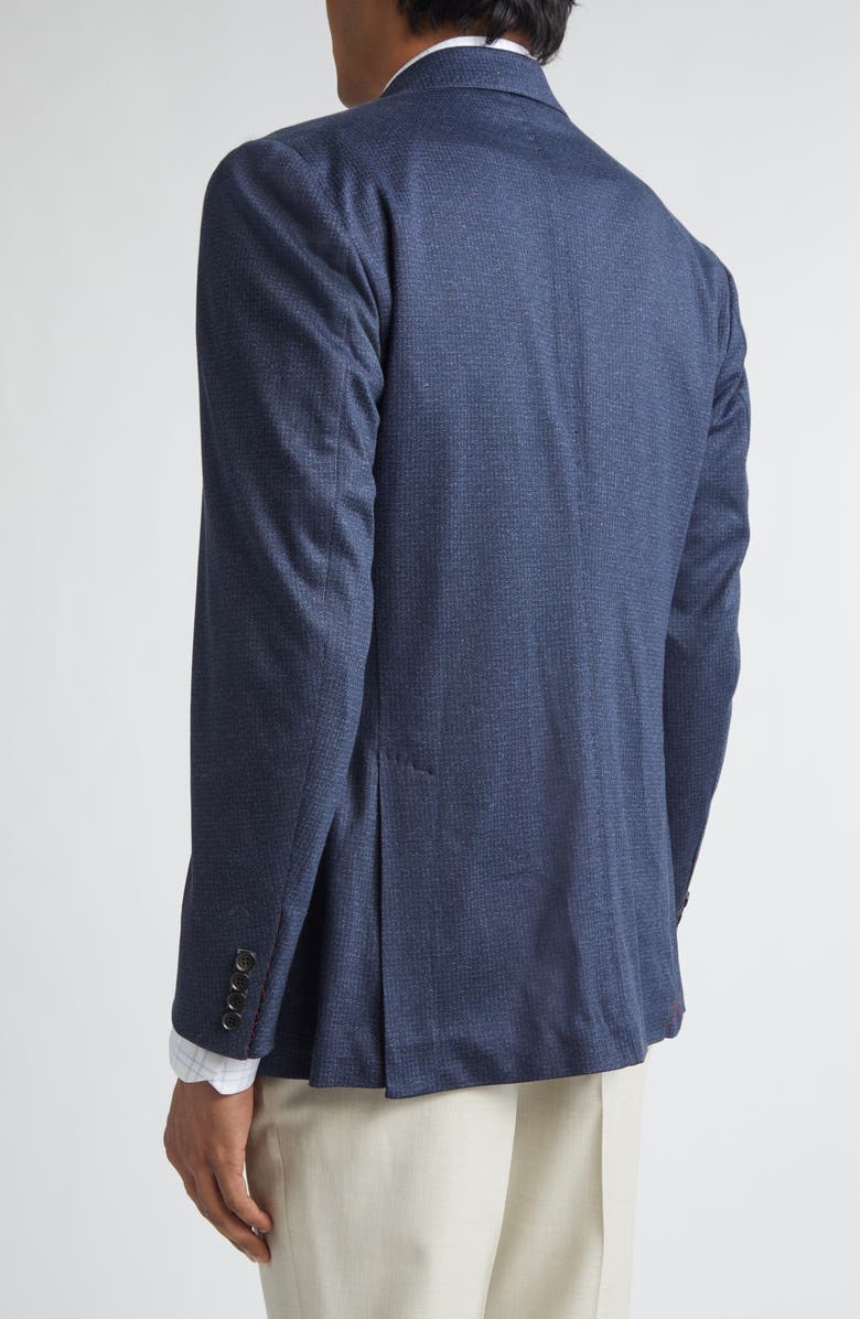 ISAIA Check Silk & Cotton Sport Coat, Alternate, color, Navy 810