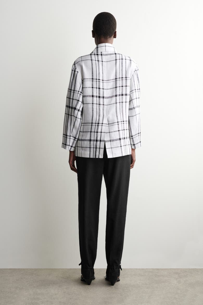 Checked Linen Blazer, Alternate, color, WHITE / BLACK / CHECKED