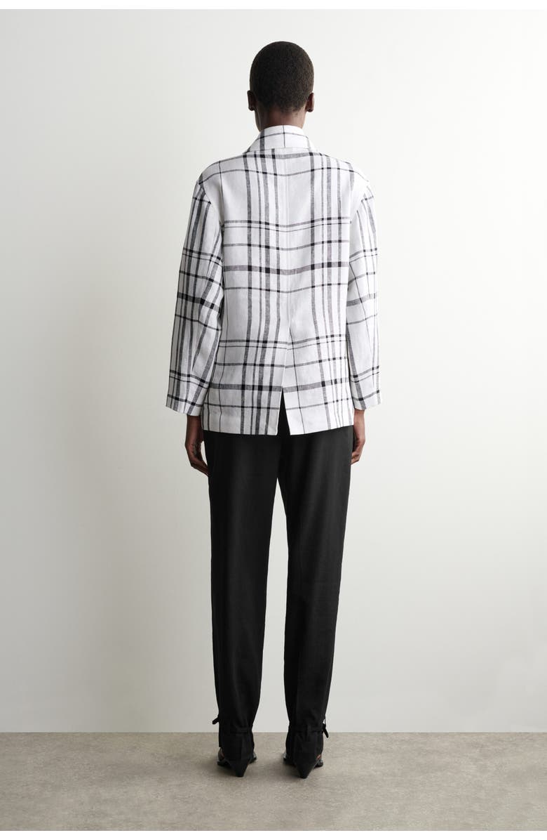 COS Checked Linen Blazer, Alternate, color, White / Black / Checked