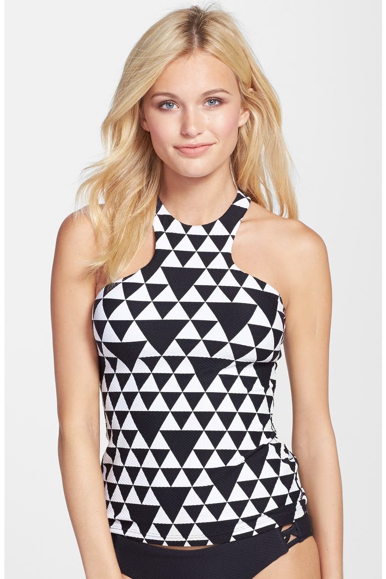 'Costa Maya' Cutaway Tankini Top, Main, color, BLACK/WHITE