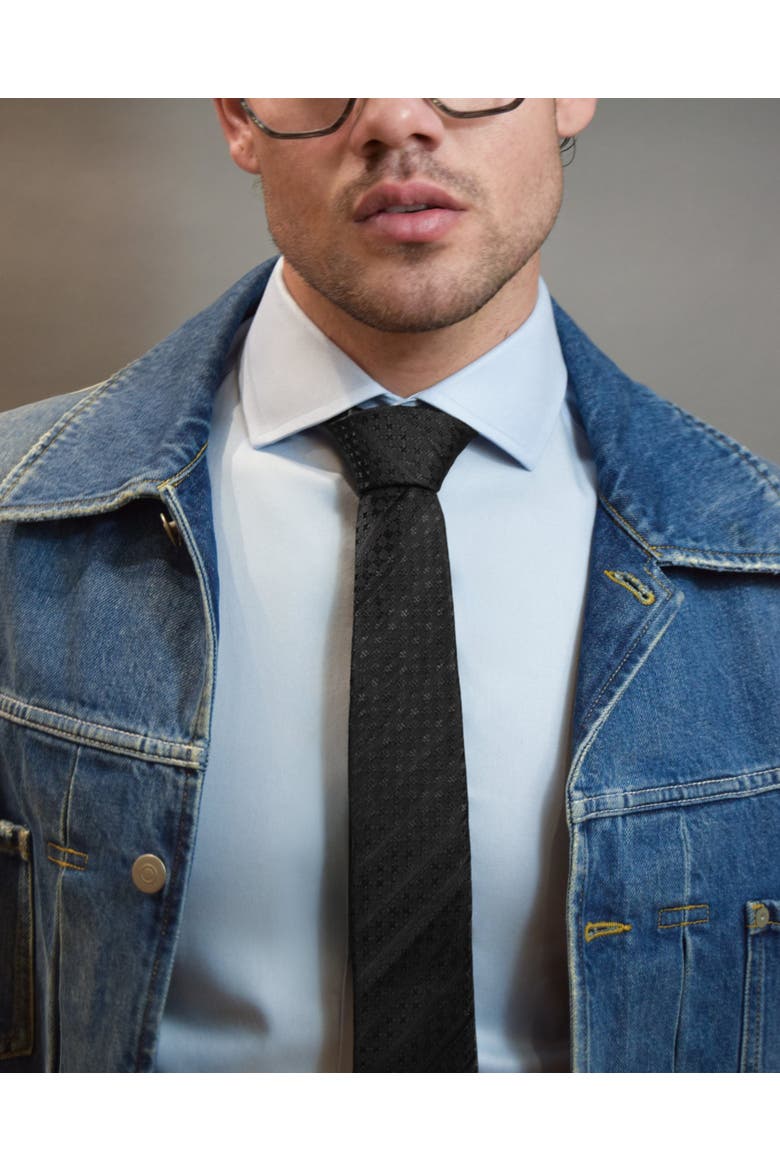 Subtle Cross Silk Jacquard Tie, Alternate, color, Black
