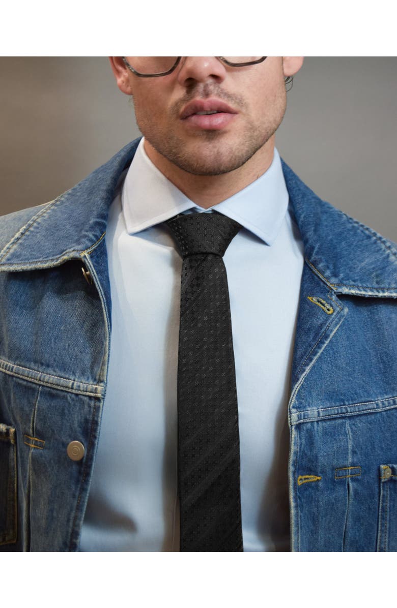 Knottery & Co Subtle Cross Silk Jacquard Tie, Alternate, color, Black