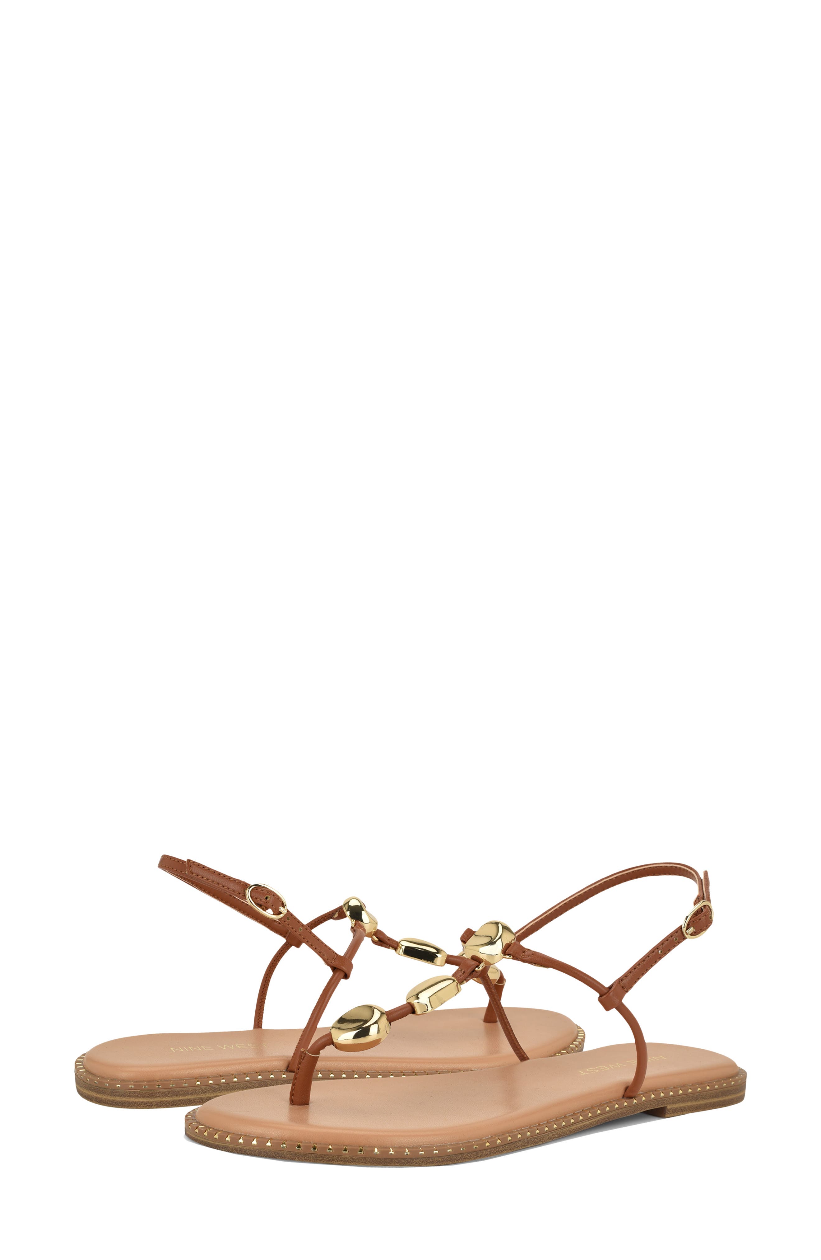 Nine West Derika T-Strap Sandal, Alternate, color, Medium Brown
