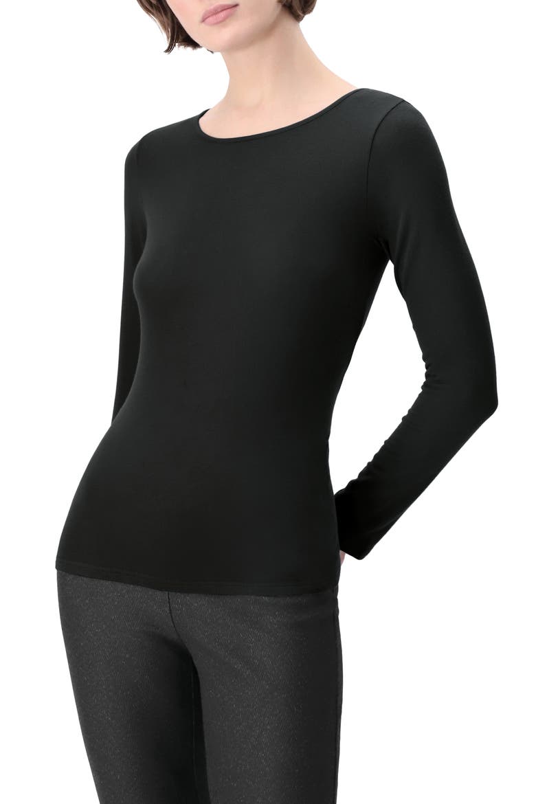 Perfect Line Modal & Cashmere Blend T-Shirt, Main, color, BLACK
