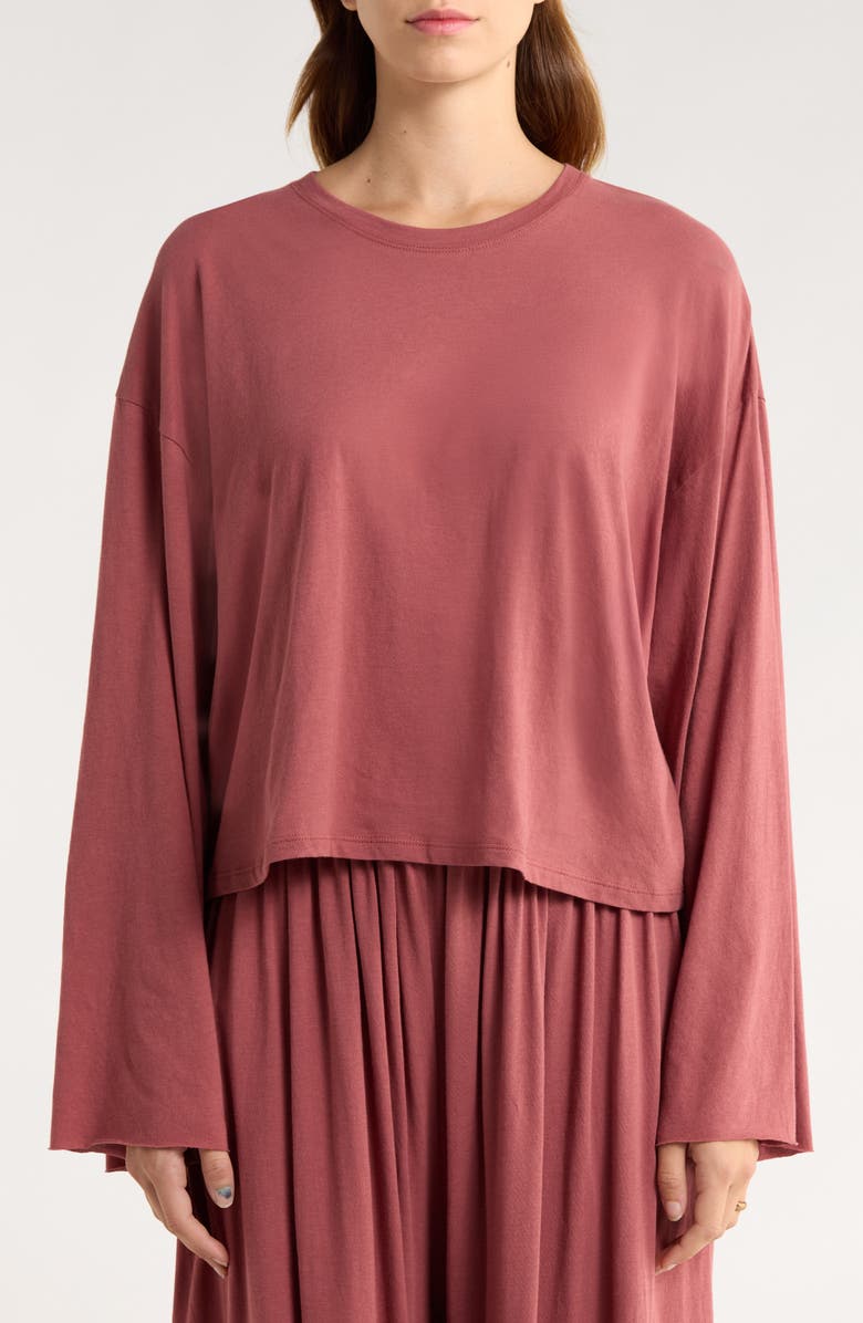 Lunya Organic Pima Cotton Long Sleeve Lounge T-Shirt, Alternate, color, Mull Maple