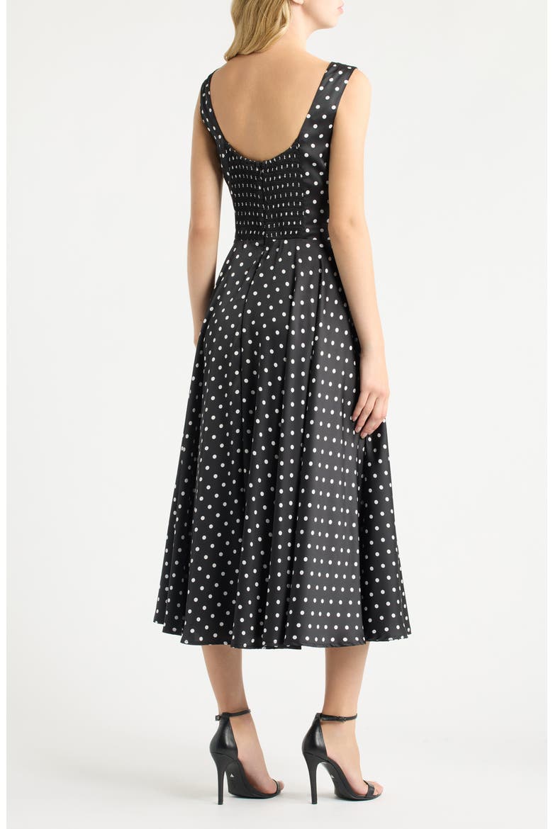 Renee Polka Dot Midi Dress, Alternate, color, BLACK/ WHITE