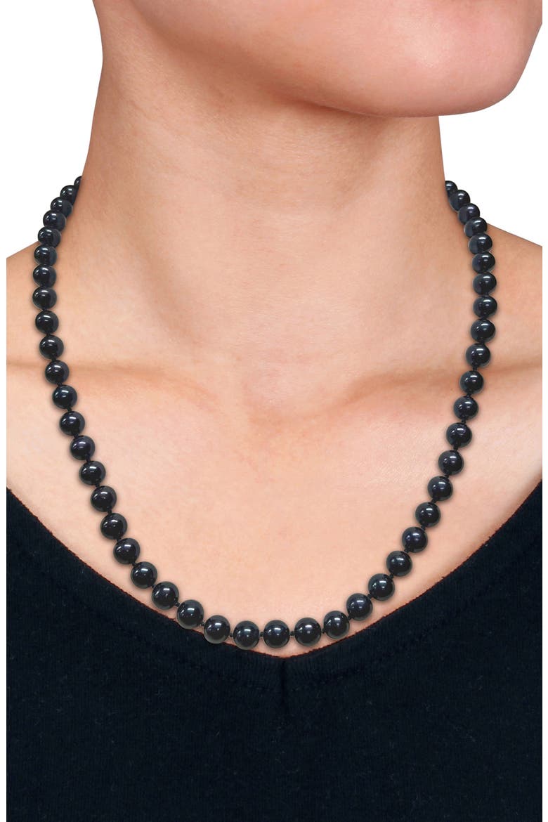 Cultured Black Pearl Necklace, 7–7.5mm, Alternate, color, BLACK