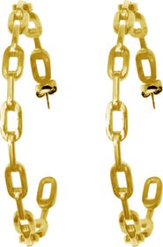 Adornia 14K Gold Plated Chain Link Hoop Earrings