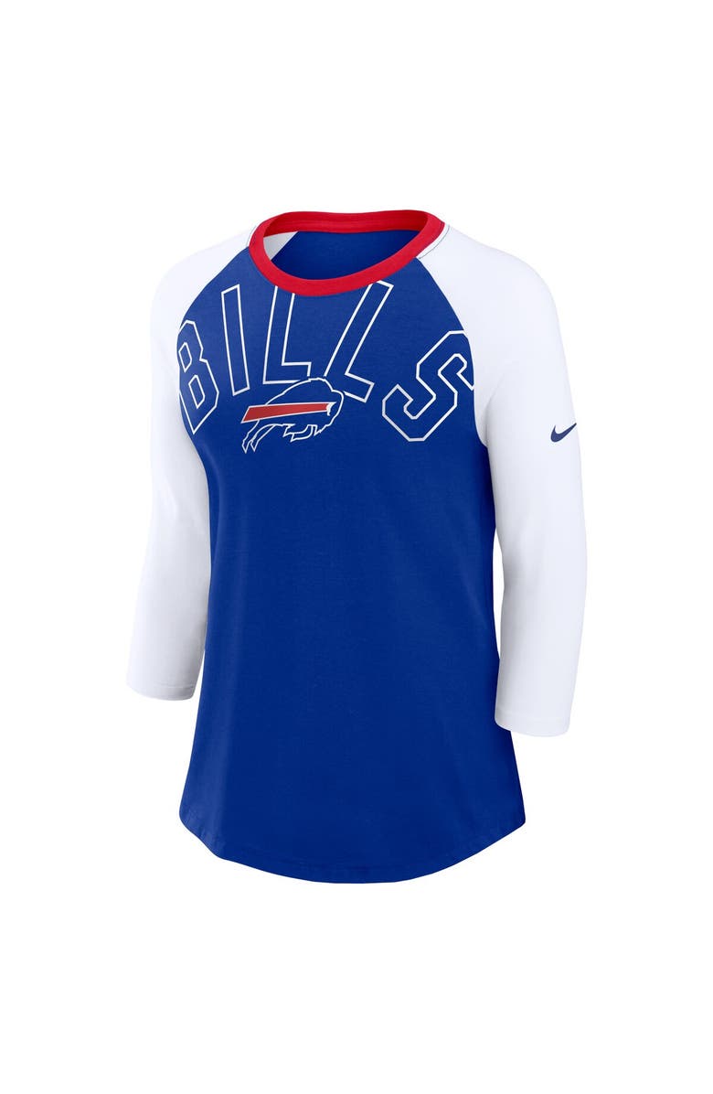Nike Women's Nike Royal/White Buffalo Bills Knockout Arch Raglan Tri-Blend 3/4-Sleeve T-Shirt, Alternate, color, 