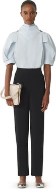 Lanvin Blue Scarf Top In Cotton Poplin