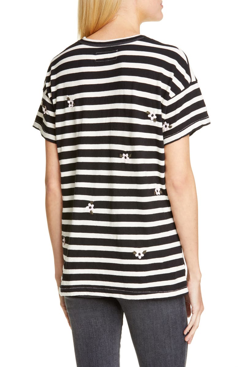 THE GREAT. The Boxy Crew Embroidered Tee, Alternate, color, 