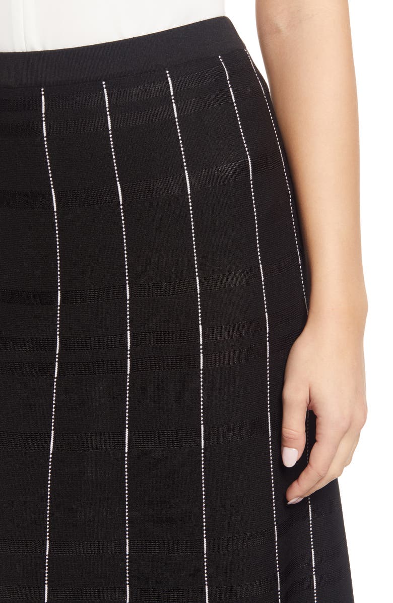 Ming Wang Stripe Stitch A-Line Skirt, Alternate, color, Black/White