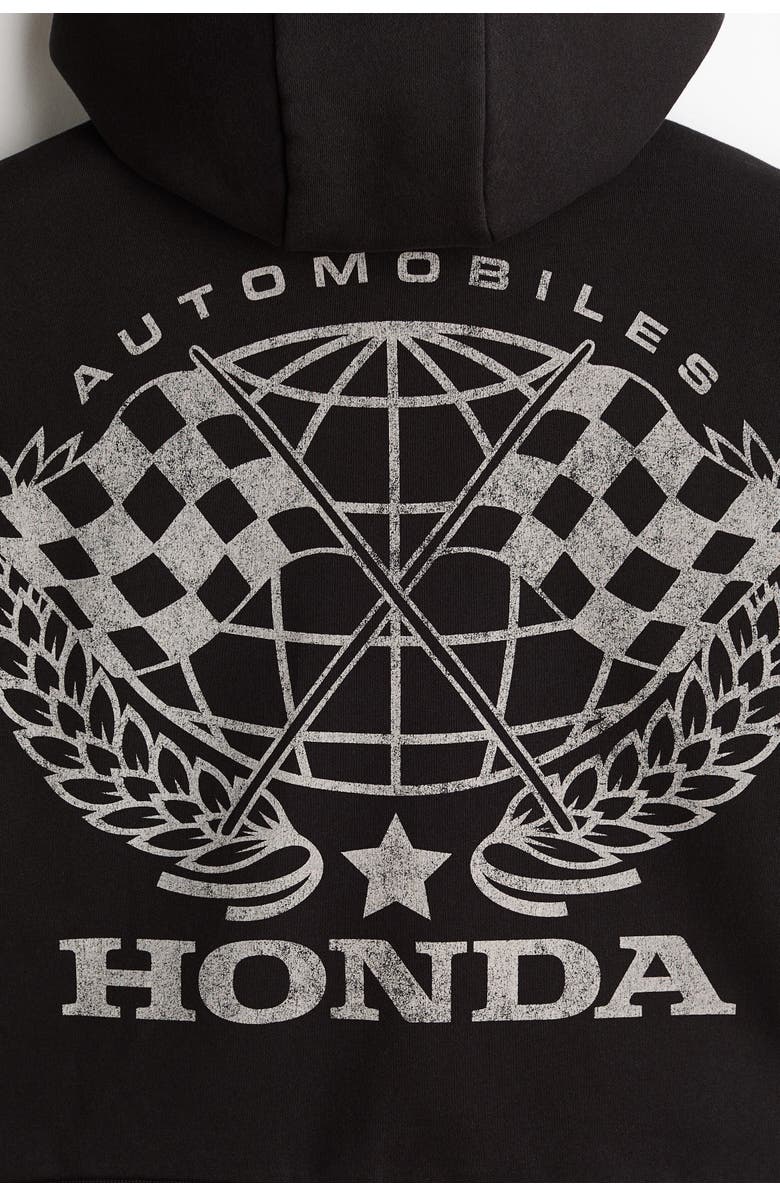 H&M Oversized Fit Printed Zip-through Hoodie, Alternate, color, Black/Honda