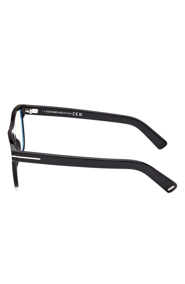 TOM FORD 54mm Square Blue Light Blocking Optical Glasses, Alternate, color, Black Eco / T Logo