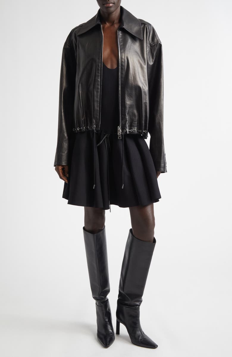 Brandon Maxwell The Cleo Mini Sweater Dress, Alternate, color, Black