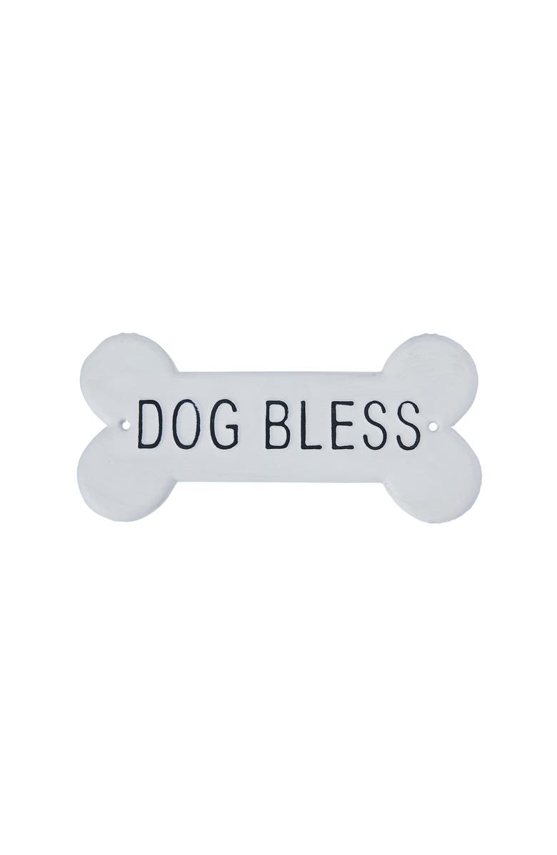 Storied Home Decorative Metal "Dog Bless" Wall Sign, White, Main, color, White
