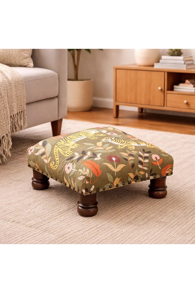 Botanical Tiger Foot Stool, Alternate, color, Grey