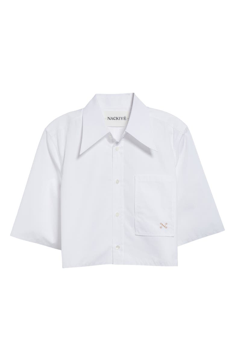 NACKIYÈ Shortcut Point Collar Crop Button-Up Shirt, Alternate, color,