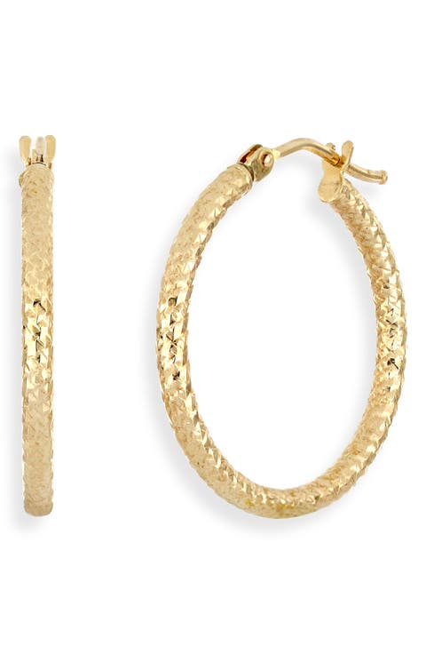 14k Gold Textured Hoop Earrings