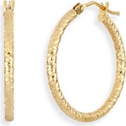 Bony Levy 14k Gold Textured Hoop Earrings