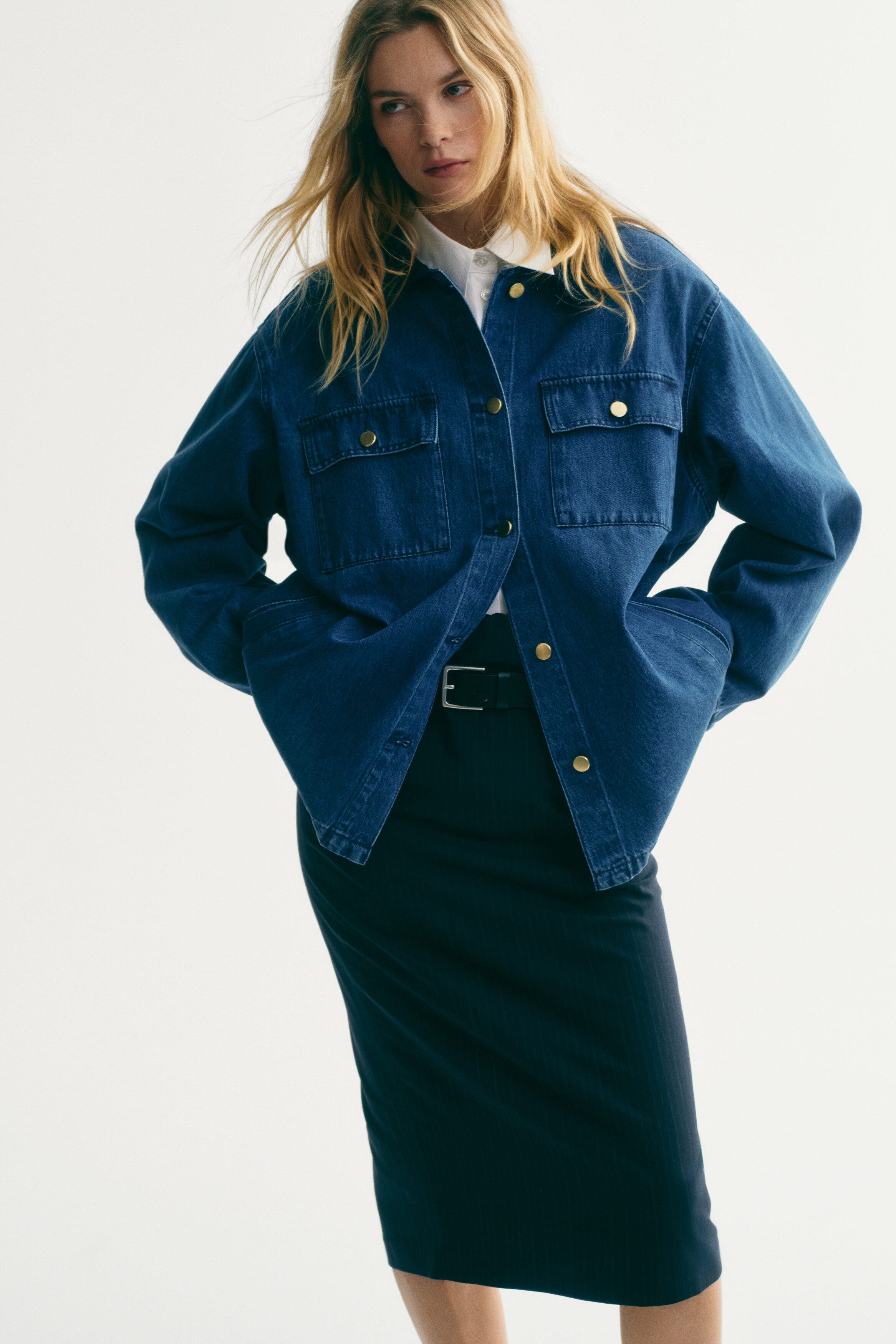 Corduroy-collar Denim Jacket - image 2