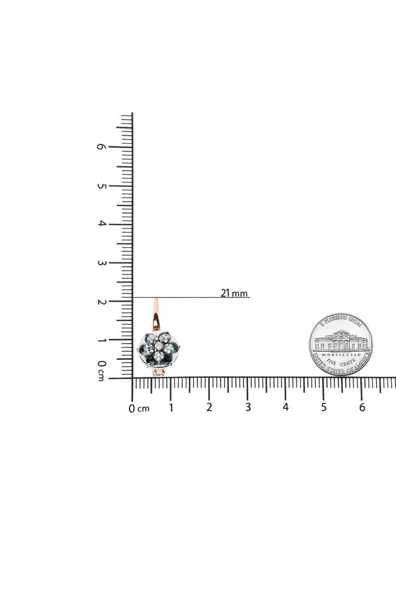 Haus of Brilliance 18K Gold 1/3 Cttw Diamonds & Blue Topaz Gemstone Cluster Floral Drop Hoop Earrings, Alternate, color, White