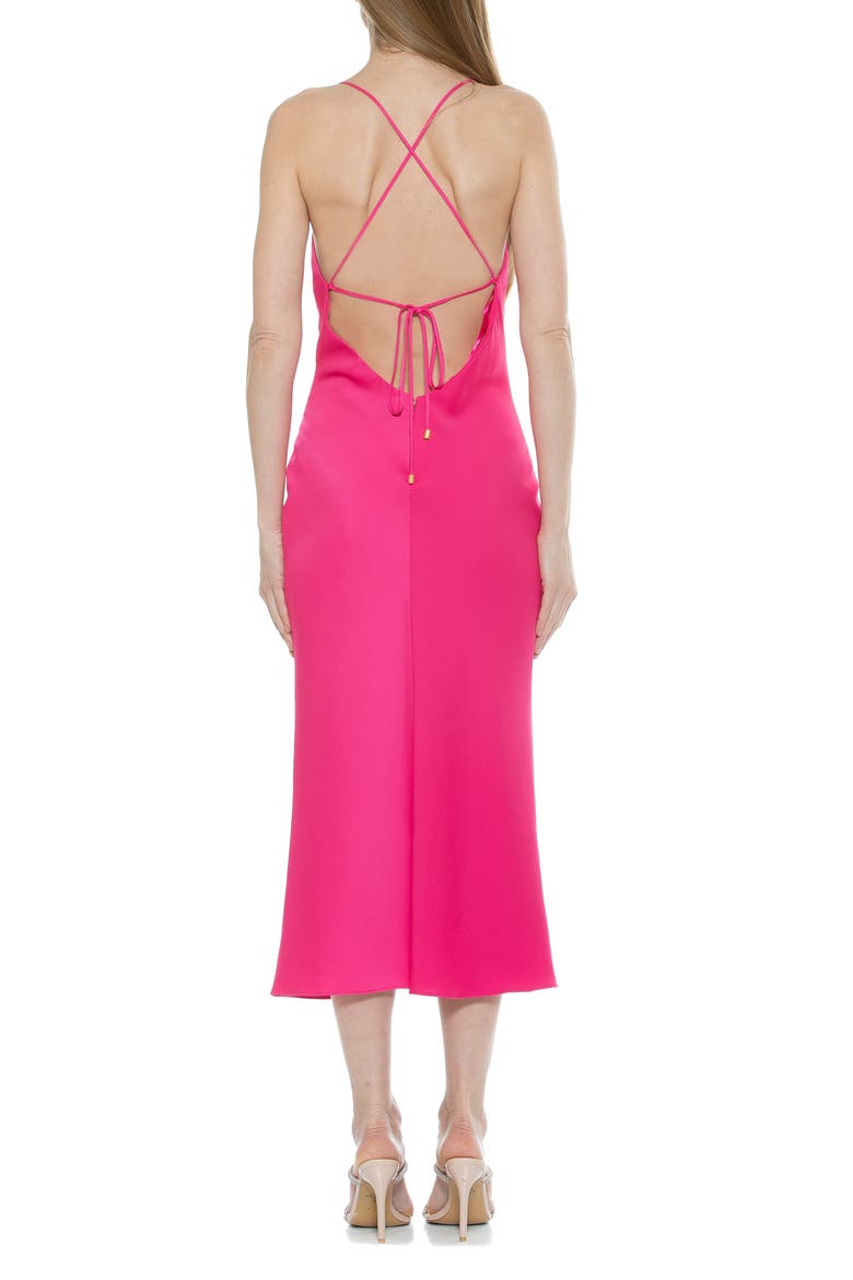 Dionee Draped Cowl Neck Midi Dress, Alternate, color, HOT PINK