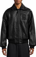 AVIREX Croc Embossed Leather Icon Jacket