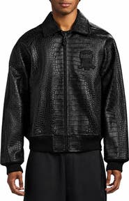 AVIREX Croc Embossed Leather Icon Jacket