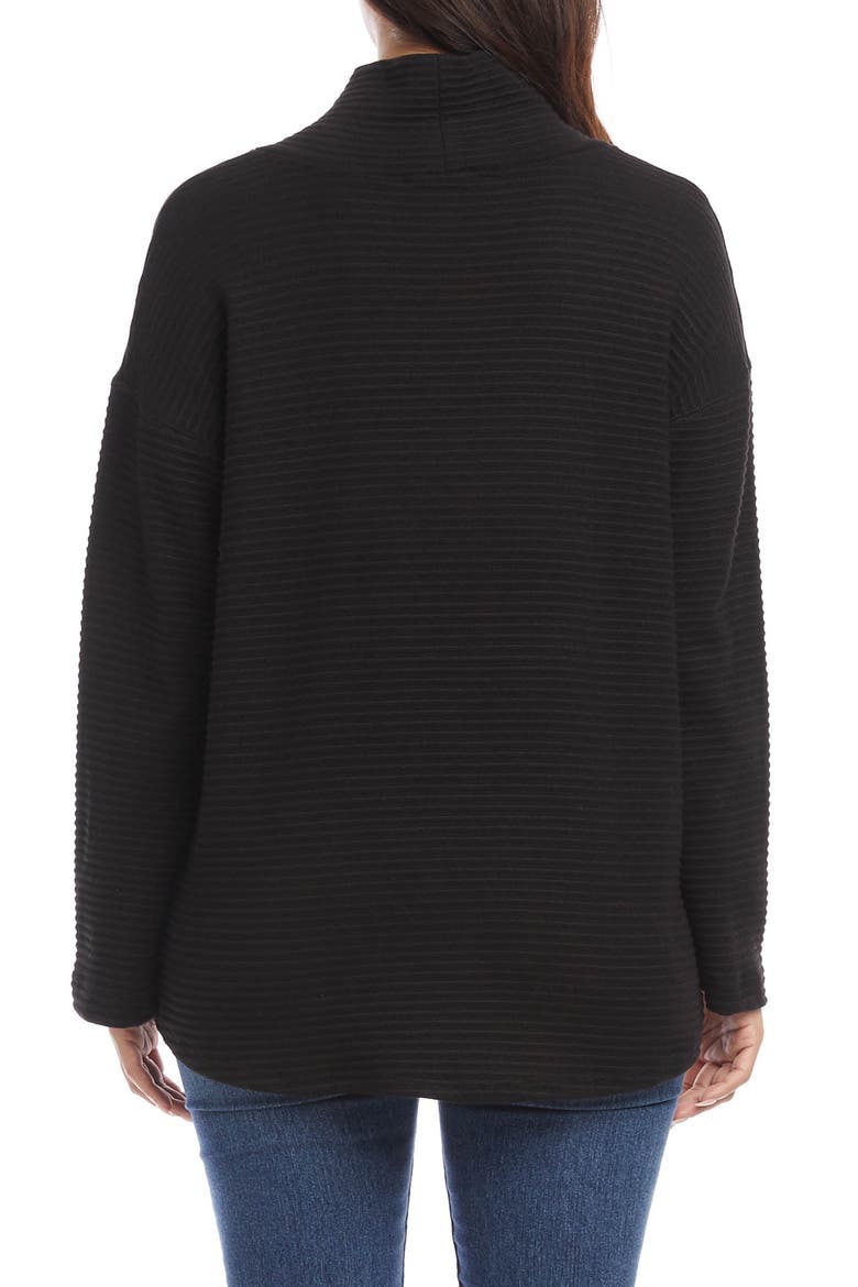 Ribbed Cowl Neck Sweater, Alternate, color, BLACK