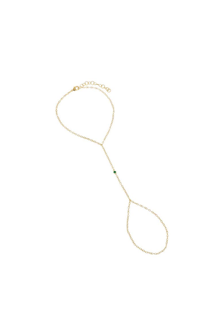 Colored CZ Bezel Hand Chain, Main, color, Emerald Green