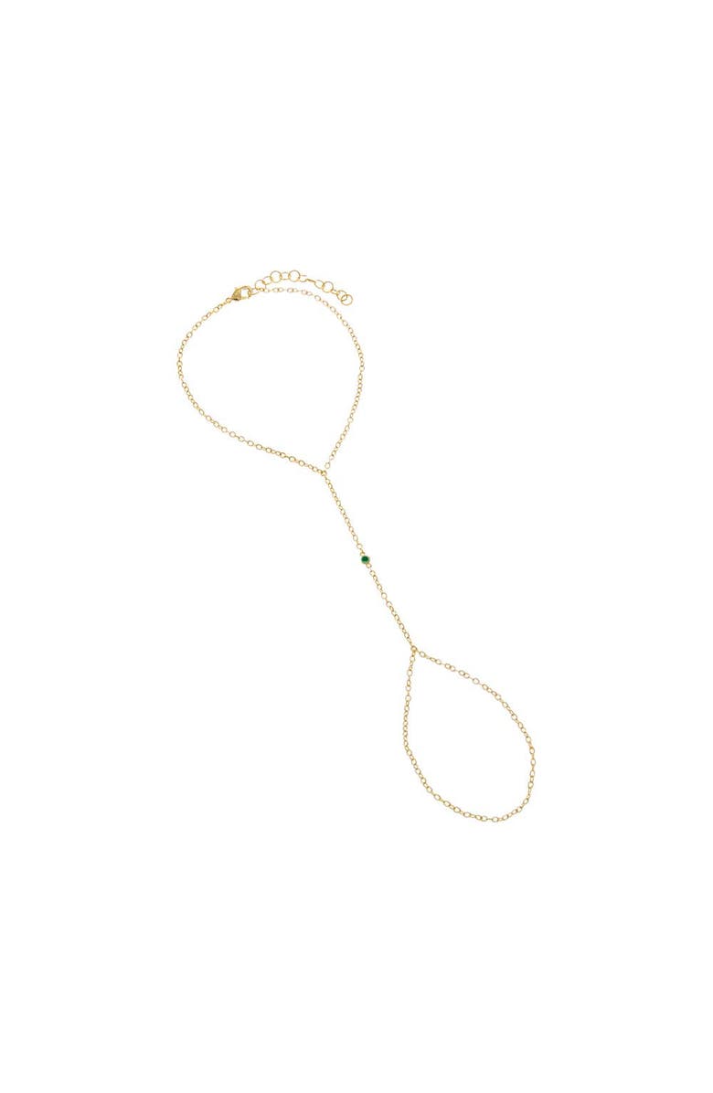 BY ADINA EDEN Colored CZ Bezel Hand Chain, Main, color, Emerald Green