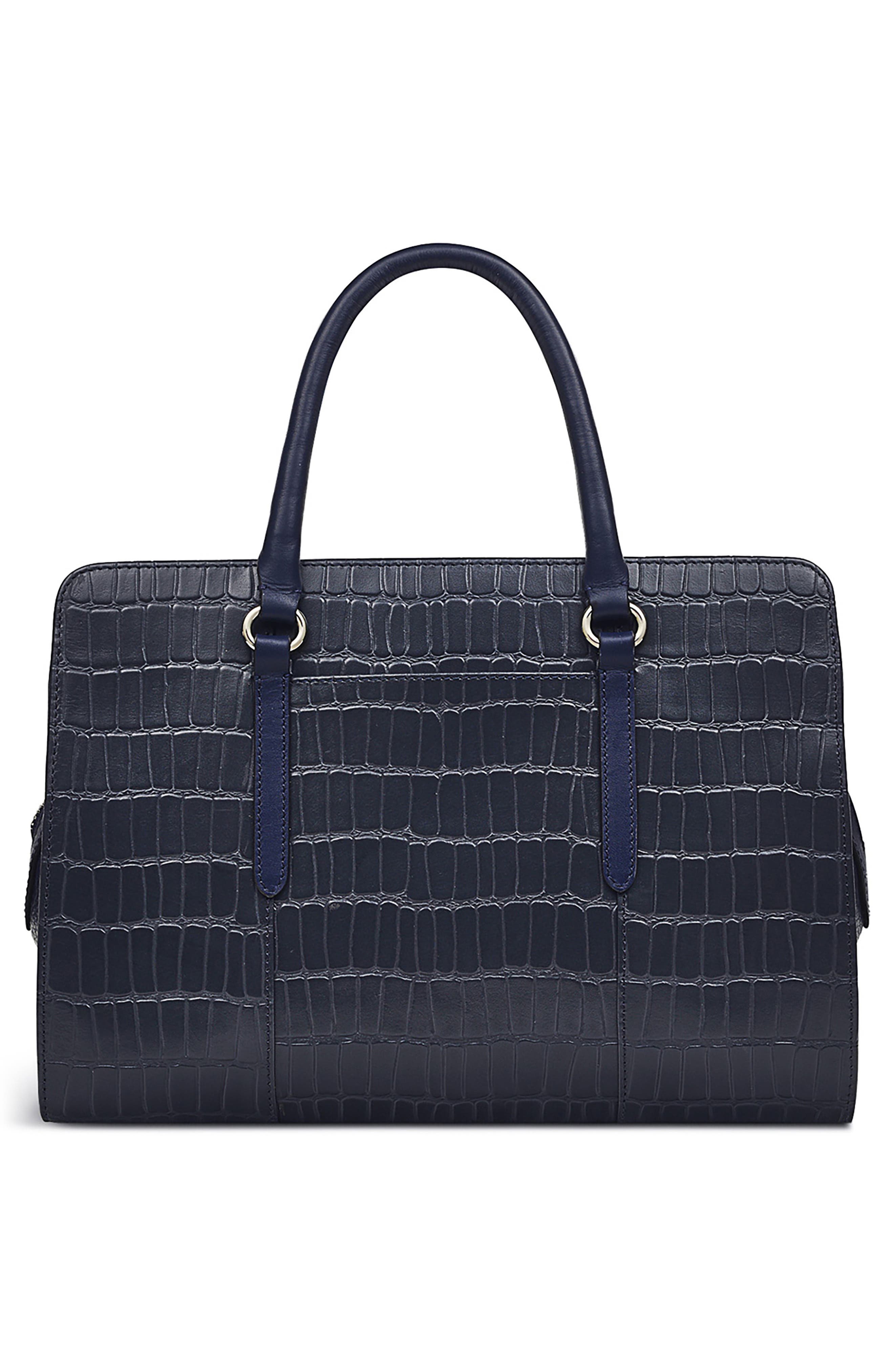Radley Angel Lange Croc Embossed Leather Tote Bag, Alternate, color, Ink
