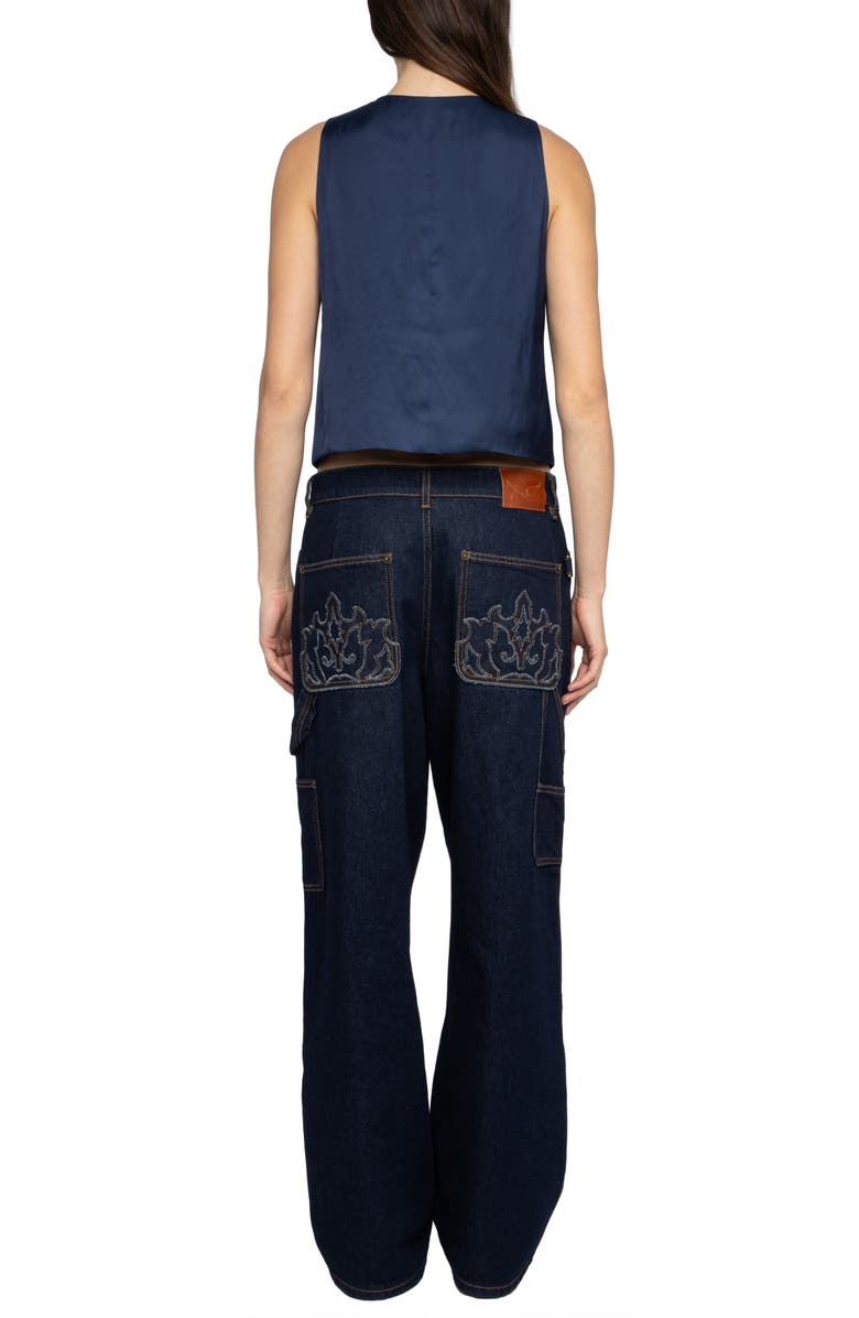 Zadig & Voltaire Emaux Sleeveless Satin Top, Alternate, color, Marine