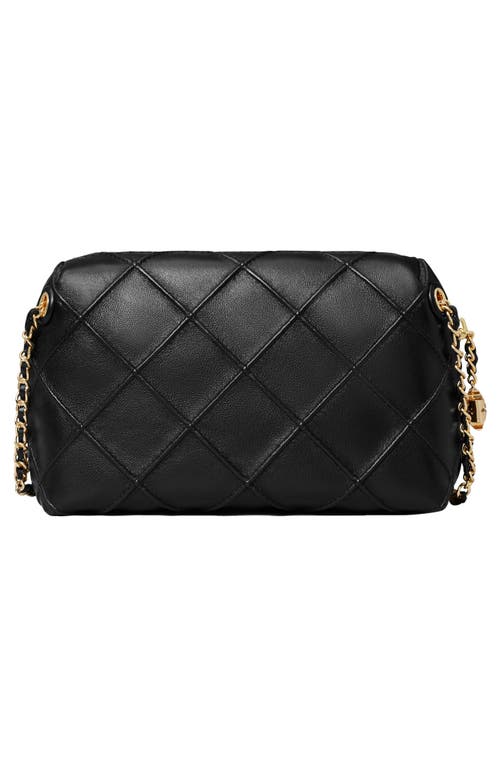 Tory Burch Fleming Black Diamond Quilted Shoulder Bag With Chain-link Shoulder Strap In Leather Woman