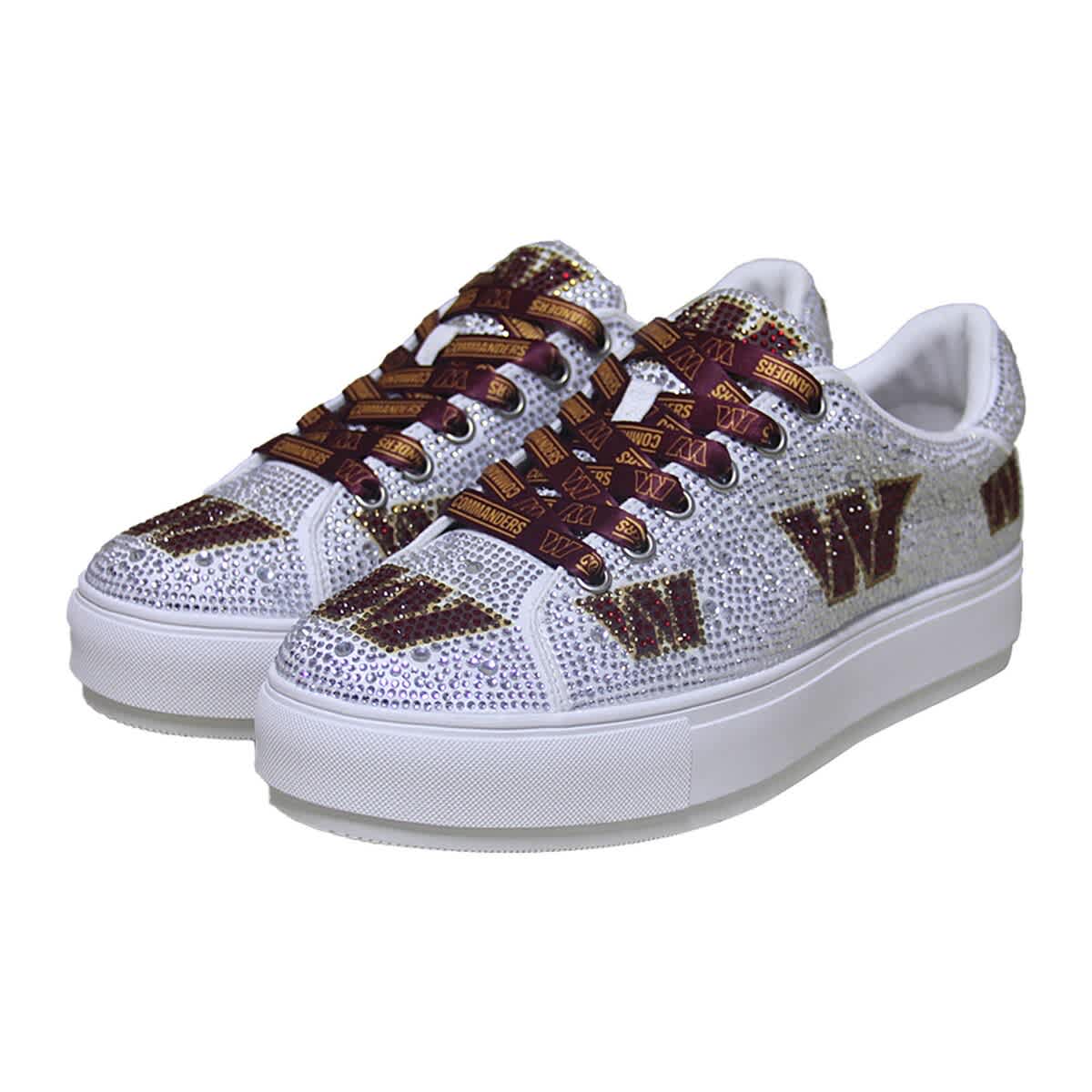 CUCE Women's Cuce White Washington Commanders Crystal Team Logo Sneakers, Alternate, color, 