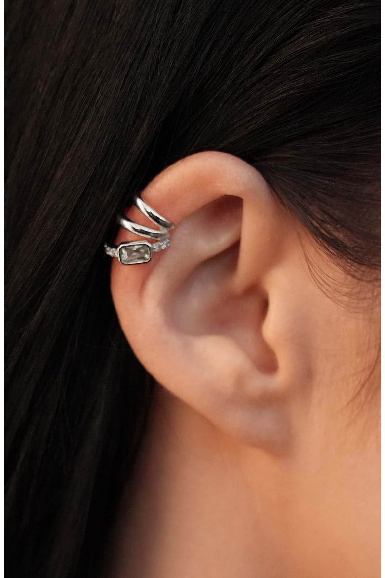 Single Cluster Ear Cuff, Alternate, color, SILVER
