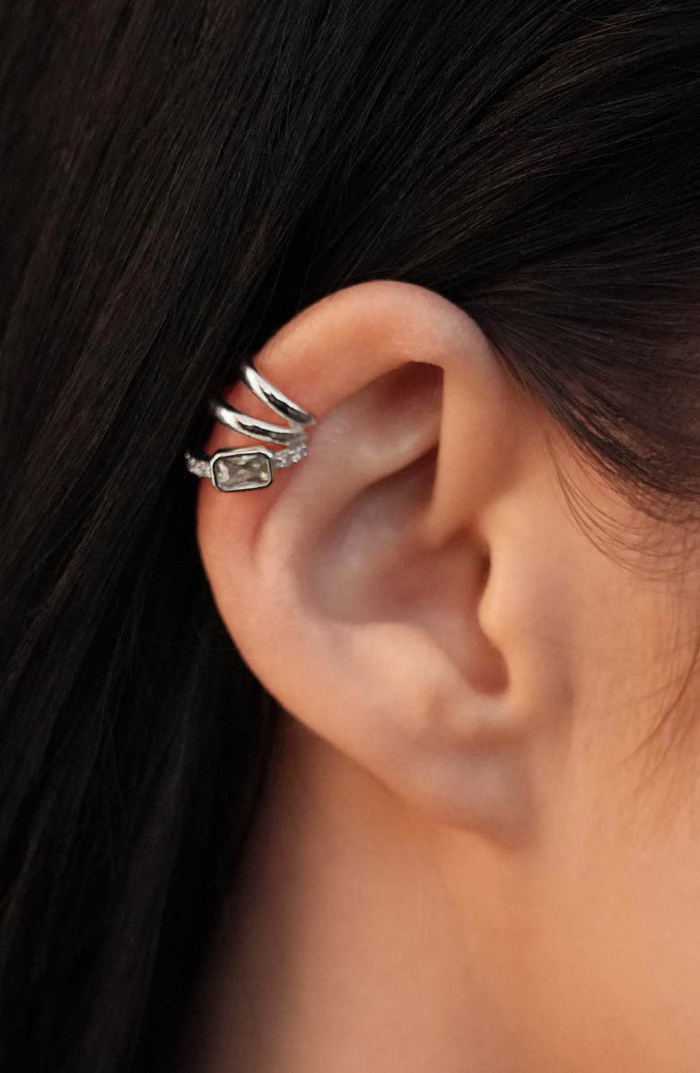 Ettika Single Cluster Ear Cuff, Alternate, color, Silver