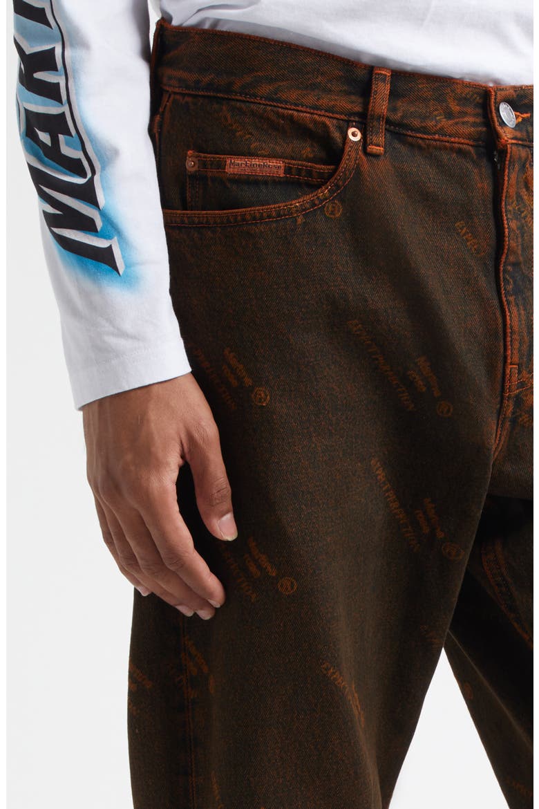 Laser Print Overdyed Relaxed Fit Jeans, Alternate, color, ORANGE LASER