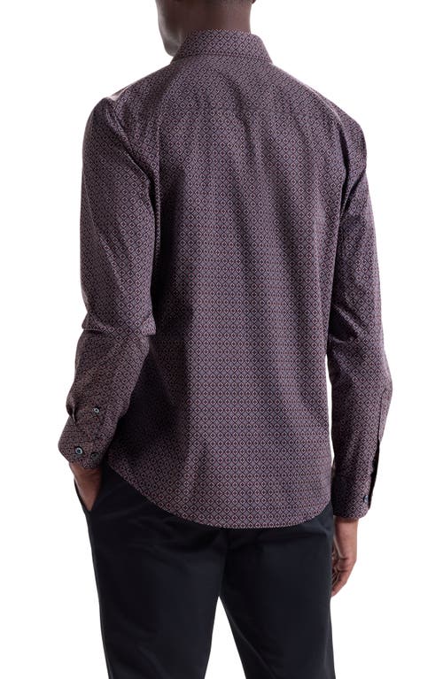 Bugatchi Axel Trim Fit Geo Print Stretch Cotton Button-up Shirt In Purple
