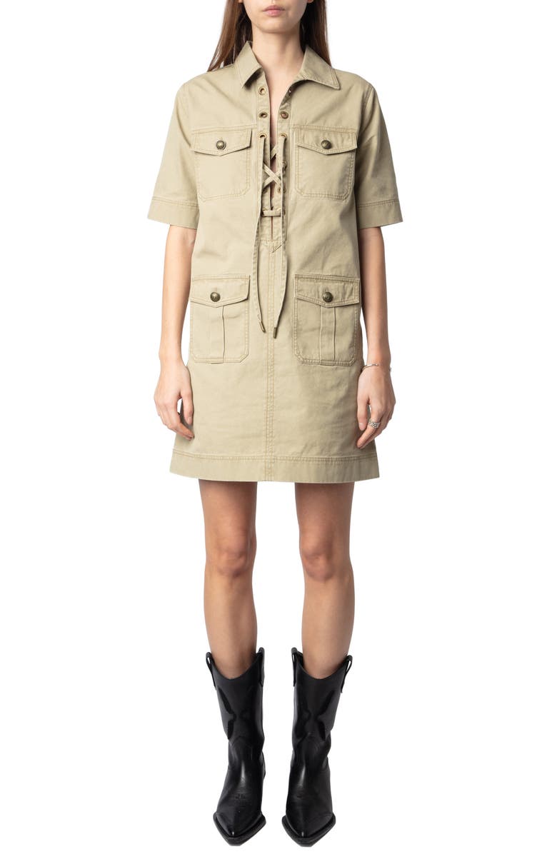 Zadig & Voltaire Record Cotton Shift Dress, Main, color, 