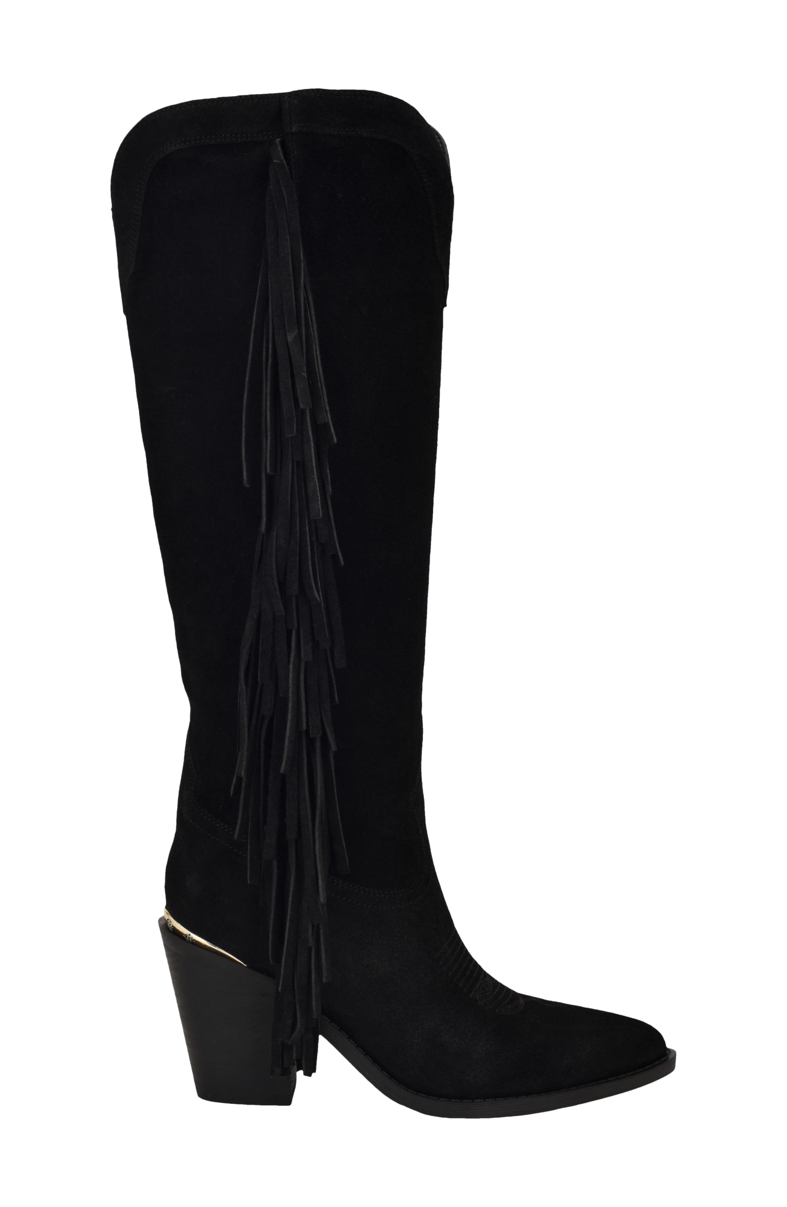 GUESS Sashlee Pointed Toe Western Boot, Alternate, color, Black