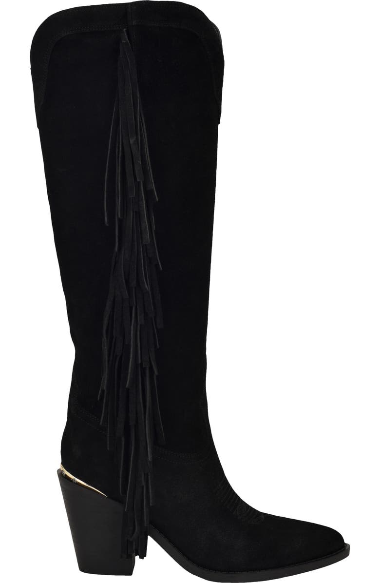 GUESS Sashlee Pointed Toe Western Boot, Alternate, color, Black