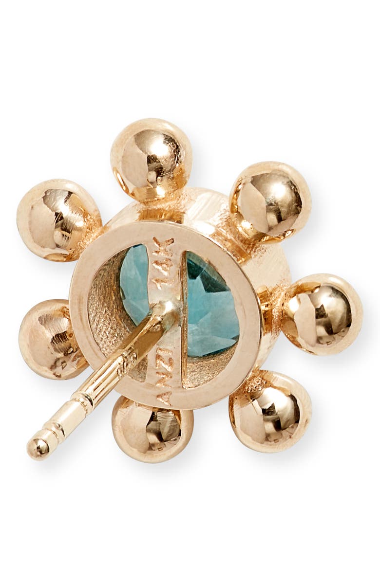 Anzie Dew Drop Marine Blue Topaz & 14K Gold Stud Earrings, Alternate, color, Swiss Blue