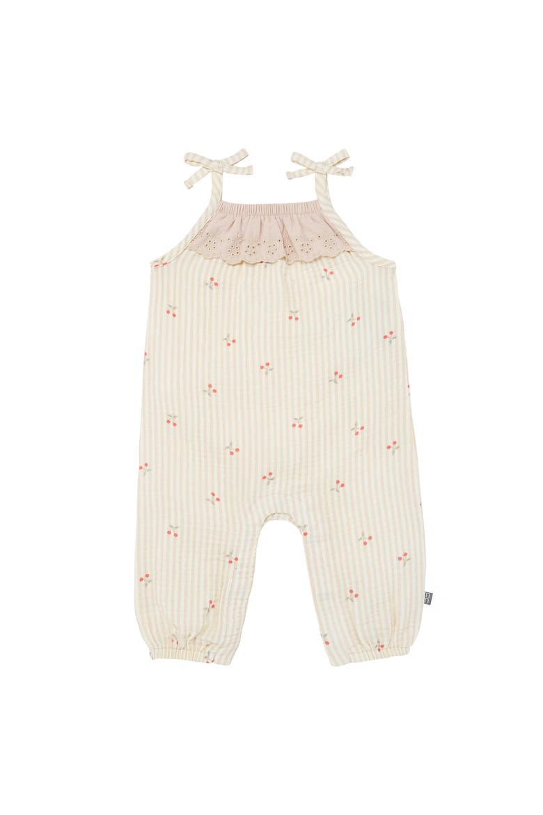 Sleeveless Ruffle Romper, Main, color, Cherry Stripe